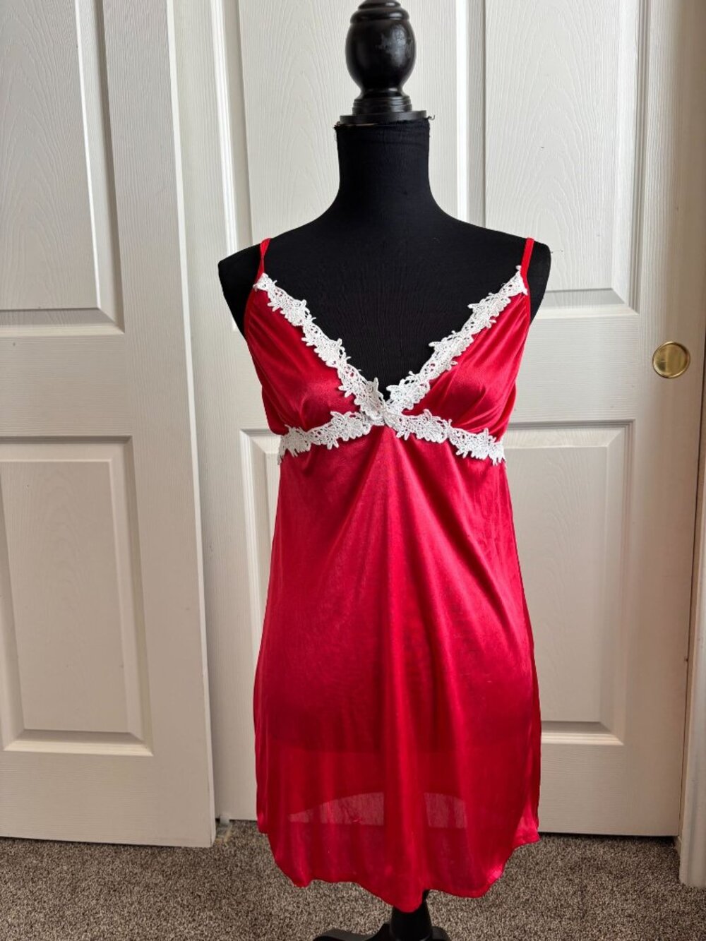 Unbranded Red Satin Lace Slip Dress